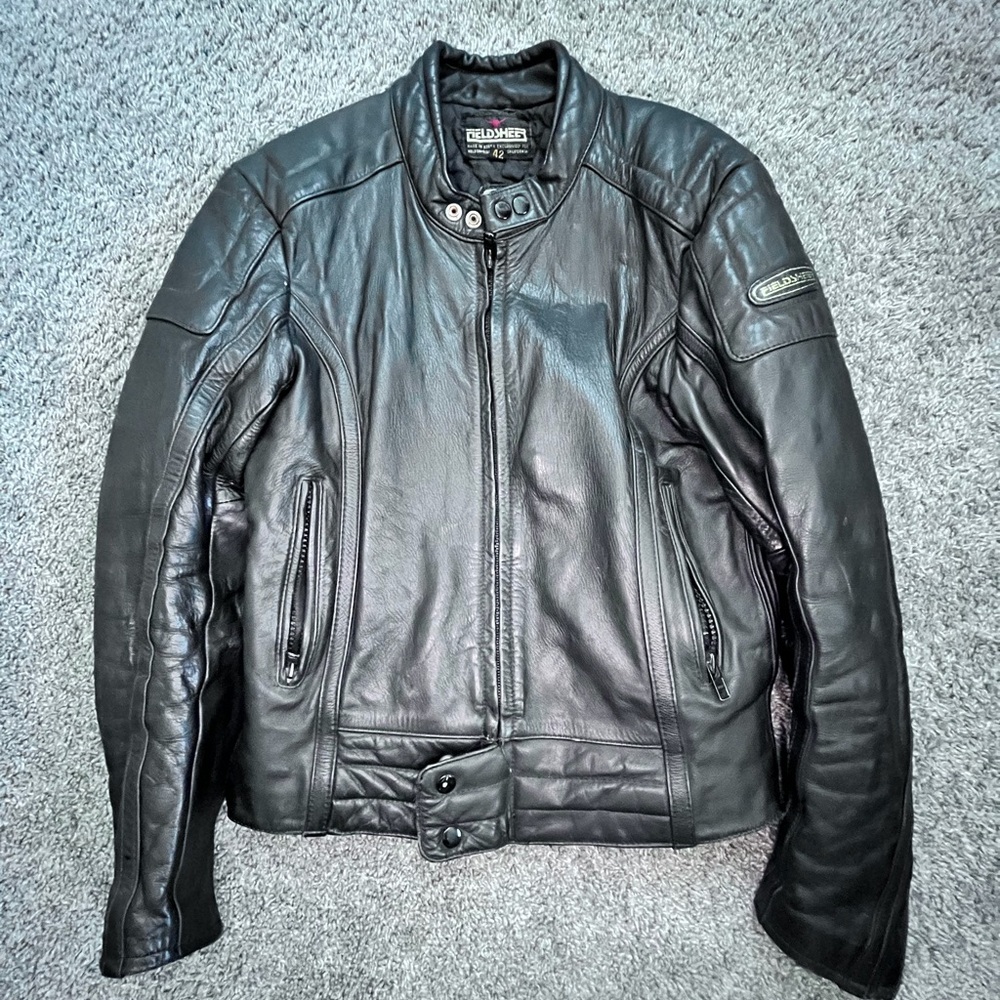Vintage FieldSheer Genuine Leather Motorcycle Jacket Black Men’s 42